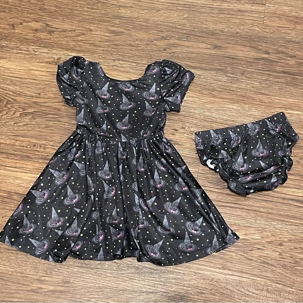 Charlie's Project Are You A Good Witch Twirl Dress Black Purple White Size 2T